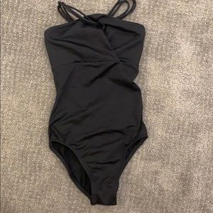 black strappy leotard